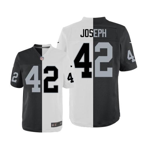 Nike Raiders #42 Karl Joseph White/Black Men's Stitched NFL Elite Split Jersey - Click Image to Close